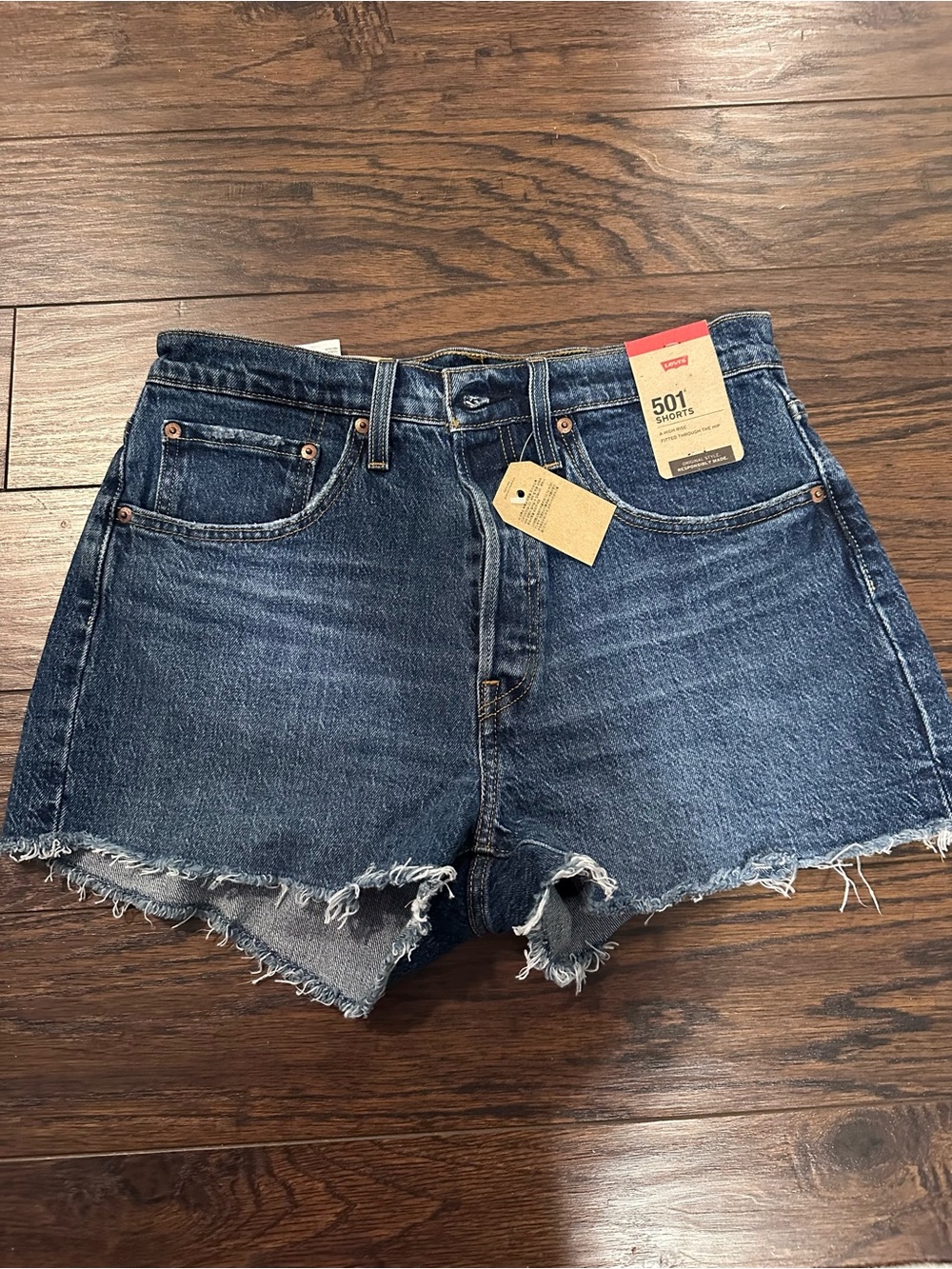 NWT Levi's 501 High-Rise Dark Blue Denim Cutoff Shorts